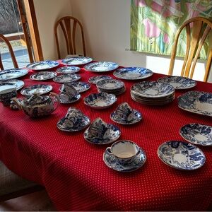 Royal Crown Derby Blue & White Dinnerware Collection in Mikado Pattern 39 pieces